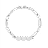 Gold Paperclip Heart Bracelet with Triple Heart Bar