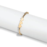 Gold Paperclip Heart Bracelet with Triple Heart Bar