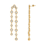 Double Strand Bezel Drop Earrings, 3 Inch