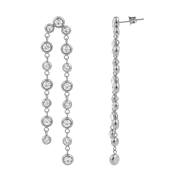 Double Strand Bezel Drop Earrings, 3 Inch