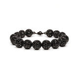 Black rhinestone beaded bracelet, 12mm beads