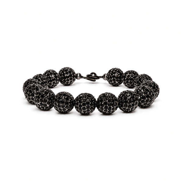 Black rhinestone beaded bracelet, 12mm beads