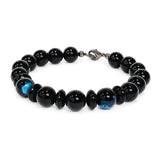 Black onyx and turquoise agate beaded bracelet