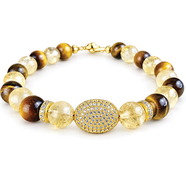 Citrine & Tiger Eye Pave Bracelet