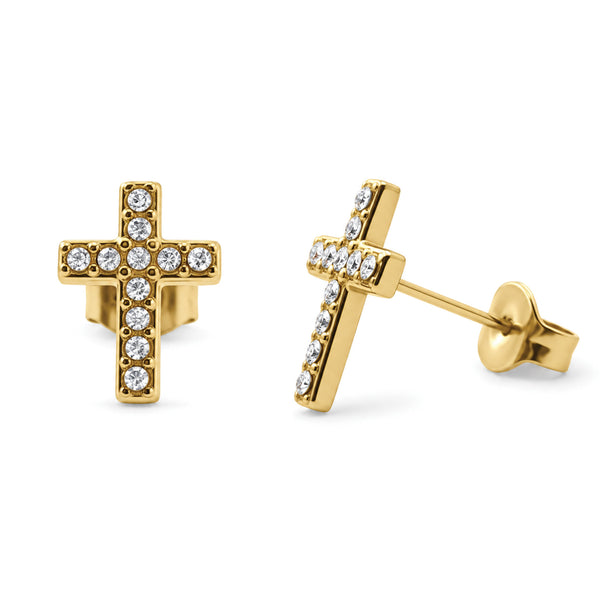 Faith & Sparkle Cross Stud Earrings