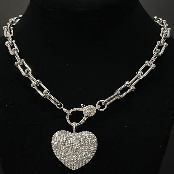 Luxe Heart Pave Necklace