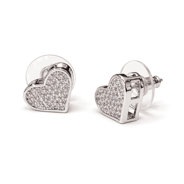 Pave Heart Stud Earrings