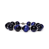 Men's blue tiger eye beaded bracelet, 12mm, silver accents