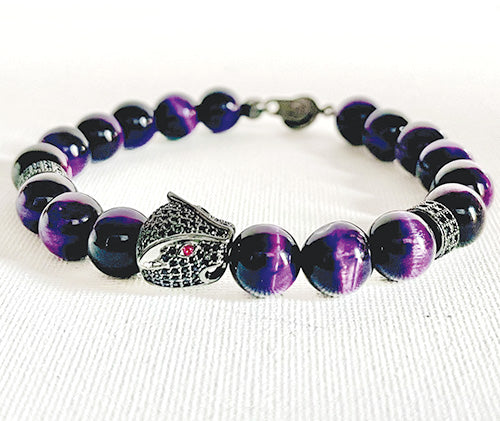 Purple Tiger Eye Panther Bracelet
