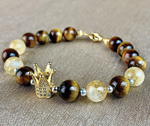Citrine & Tiger Eye Crown Bracelet