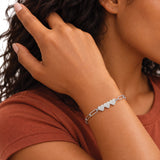 Gold Paperclip Heart Bracelet with Triple Heart Bar