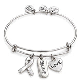 Always Believe Ribbon Charm Bangle