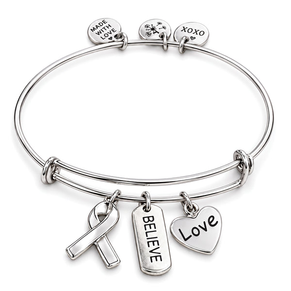 Always Believe Ribbon Charm Bangle