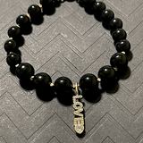 Black onyx "Loved" Charm Bracelet I