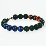 Matte Onyx Blue & Burgundy Tiger Eye Bracelet