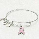 Pink Ribbon Charm Bangle