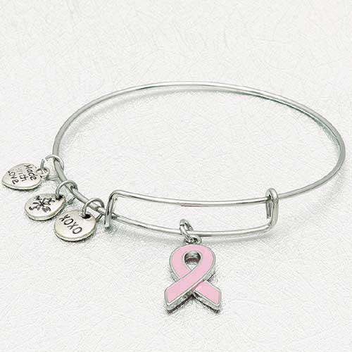 Pink Ribbon Charm Bangle
