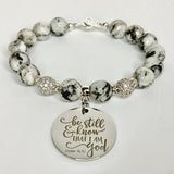 Black & White Jasper "Be Still" Charm Bracelet
