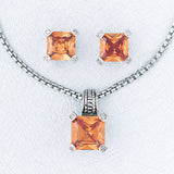 Princess Cut Champagne CZ Necklace Set
