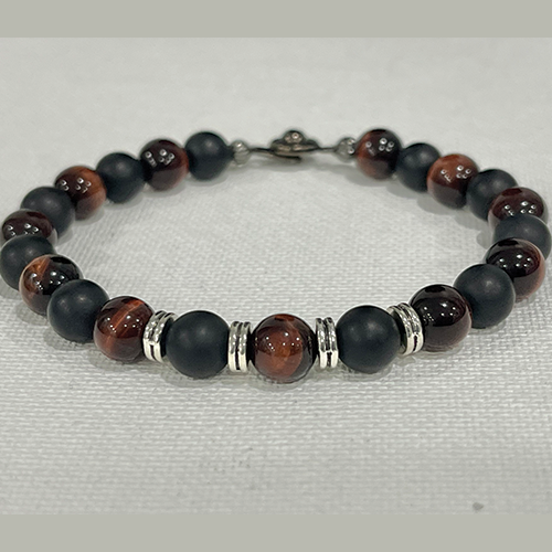 Matte Black Onyx & Burgundy Tiger Eye II