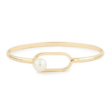 Gold Pearl Bangle With Pearl Enclosure